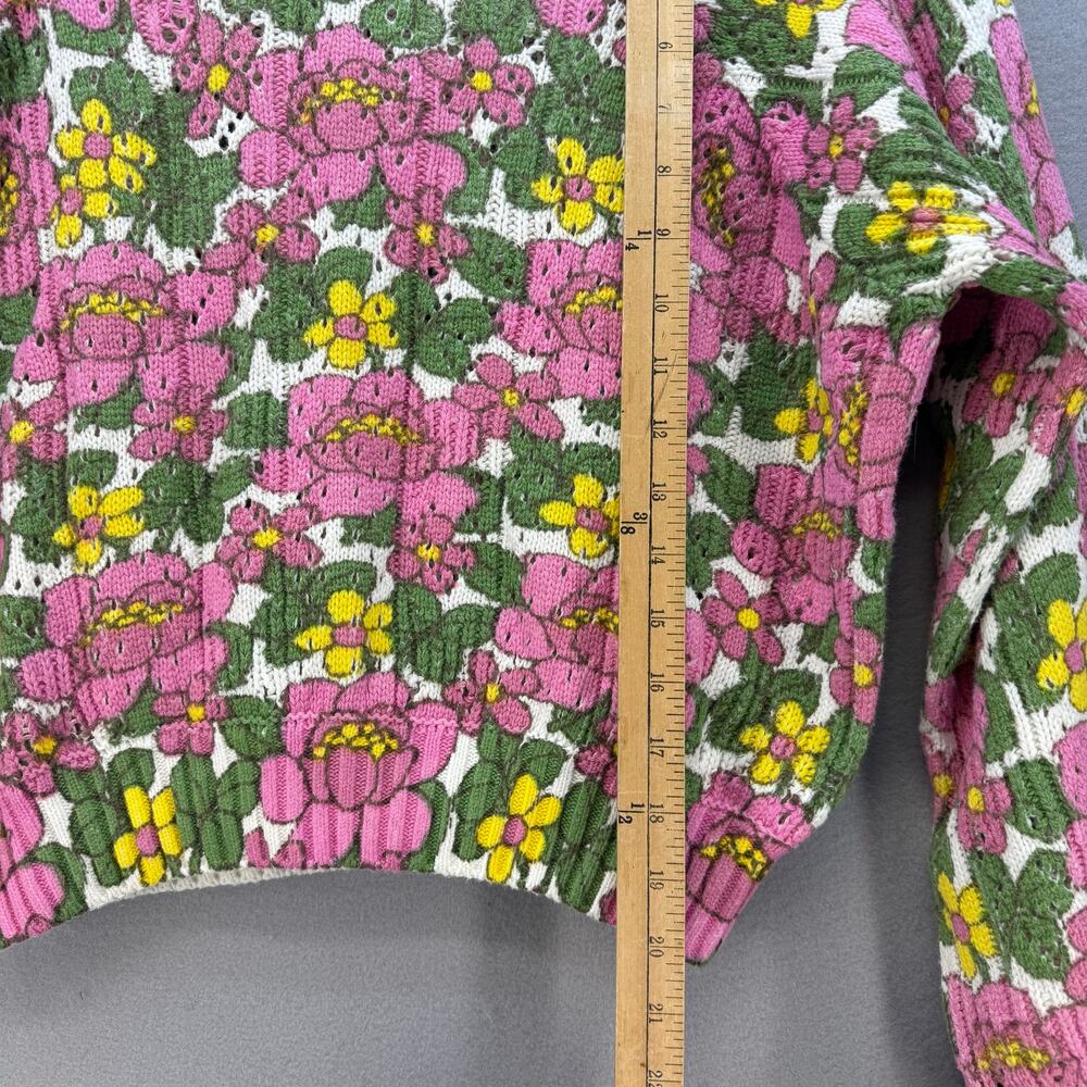Show Me Your Mumu Women's Vienna Sweater S Pink Green Floral Cropped Length - Picture 8 of 9